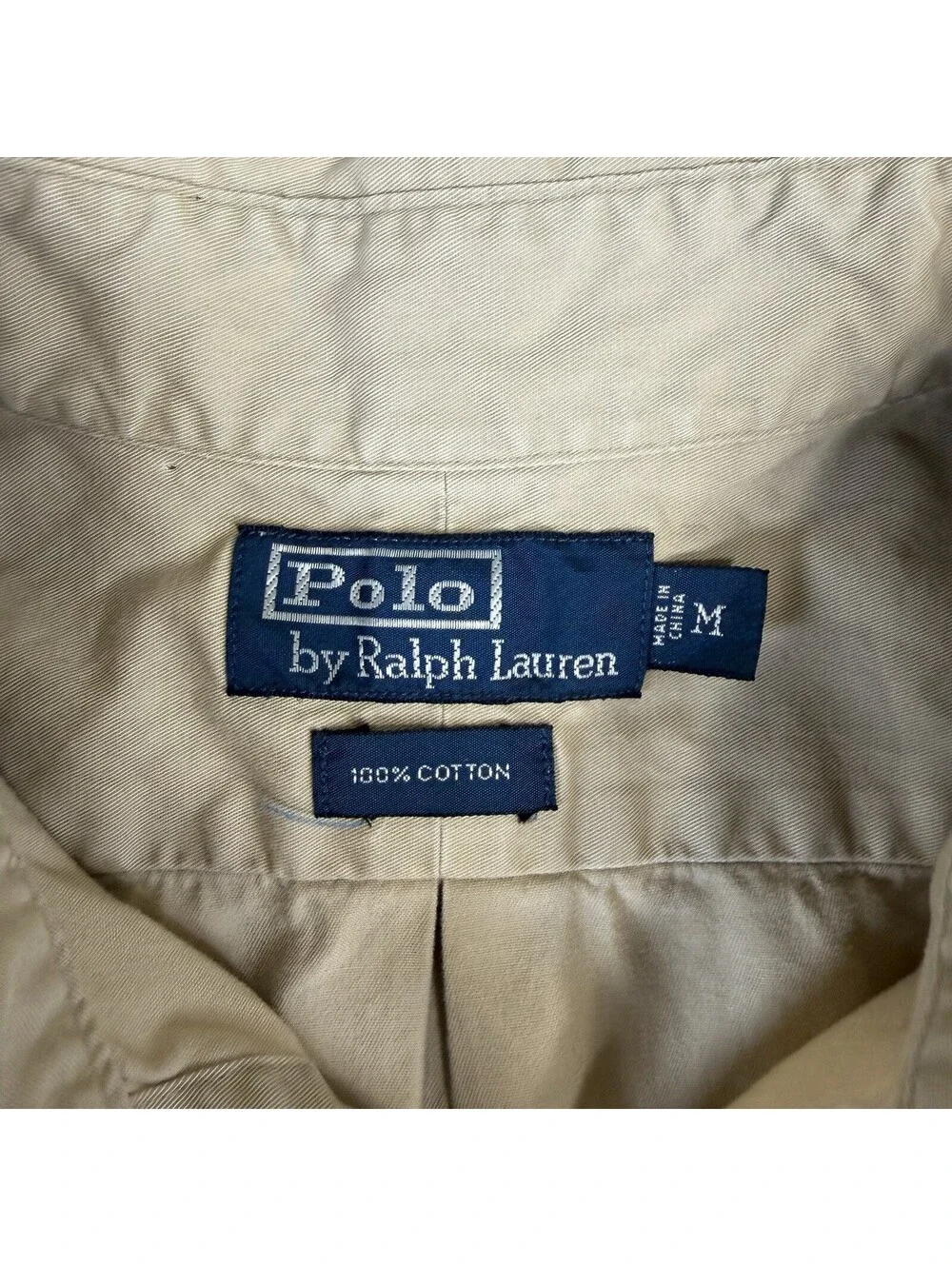 Vintage 90s Polo Ralph Lauren Safari Shirt Mens Medium Beige Suede Elbow Patch